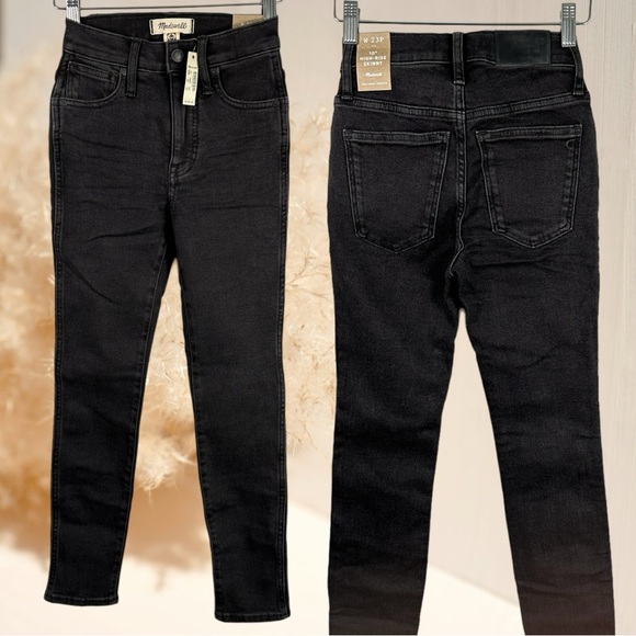 NWT Madewell Petite 10” High Rise Starkey Wash Black Skinny Denim Jeans 23P - Picture 2 of 10